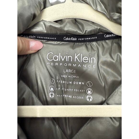 Calvin Klein Performance Puffer Vest Women L Green Premium Down Filling Pockets - Picture 3 of 8